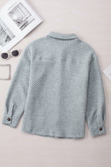 Grey Retro Quilted Buttoned Jacket with Flap Pocket