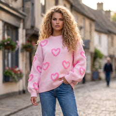 Large pink sweater with heart -shaped bubble bubbles