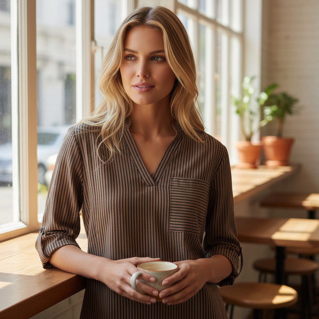 Classic brown stripe shirt *